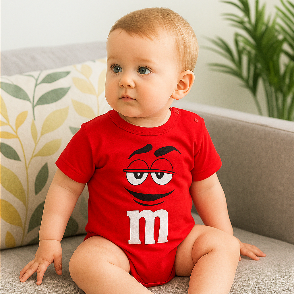 Mini&M’s – Body Infantil Divertido em Algodão Fino para Bebês de 3 a 24 Meses