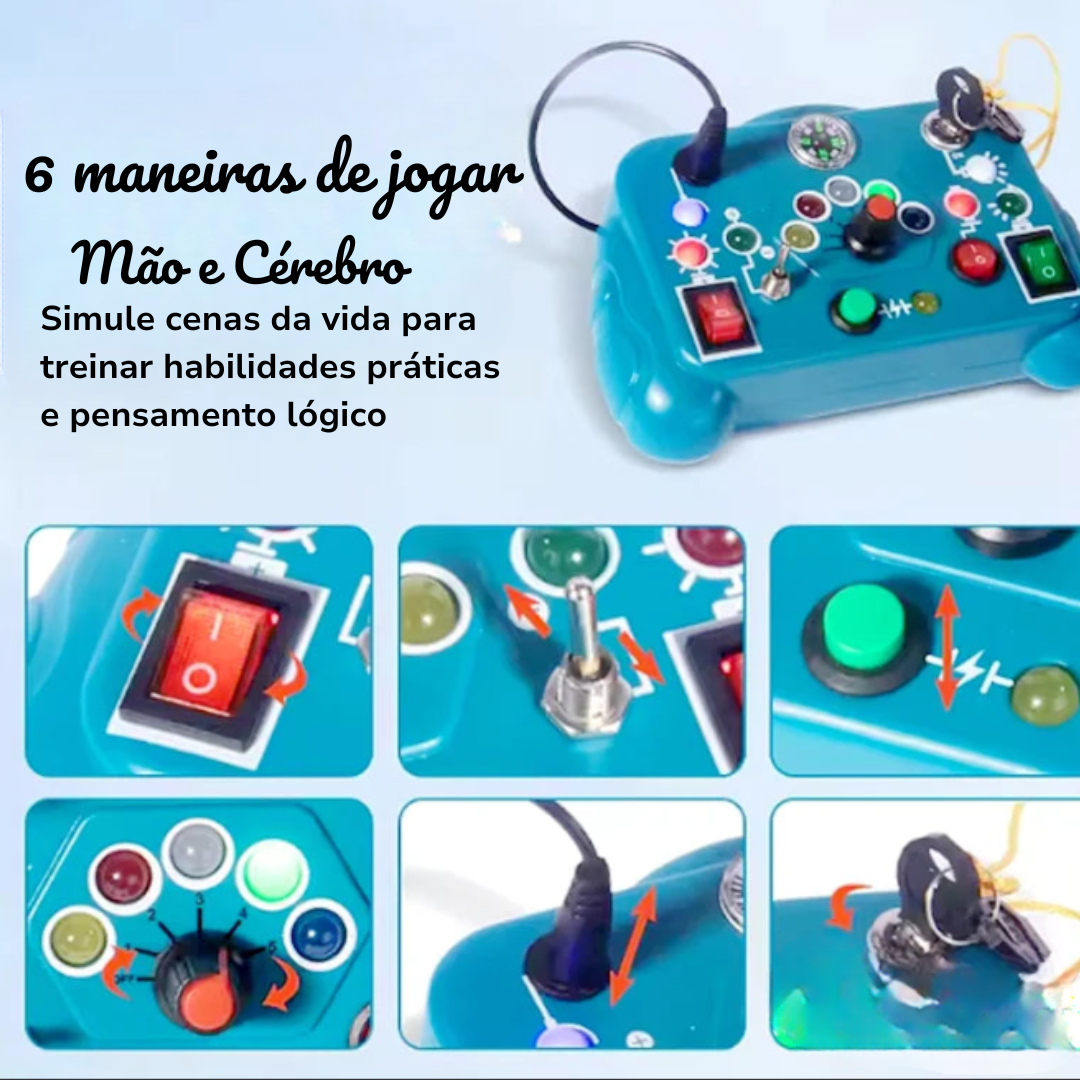 Luz & Movimento – Painel Sensorial Infantil com Interruptores e Luzes para Aprender Brincando