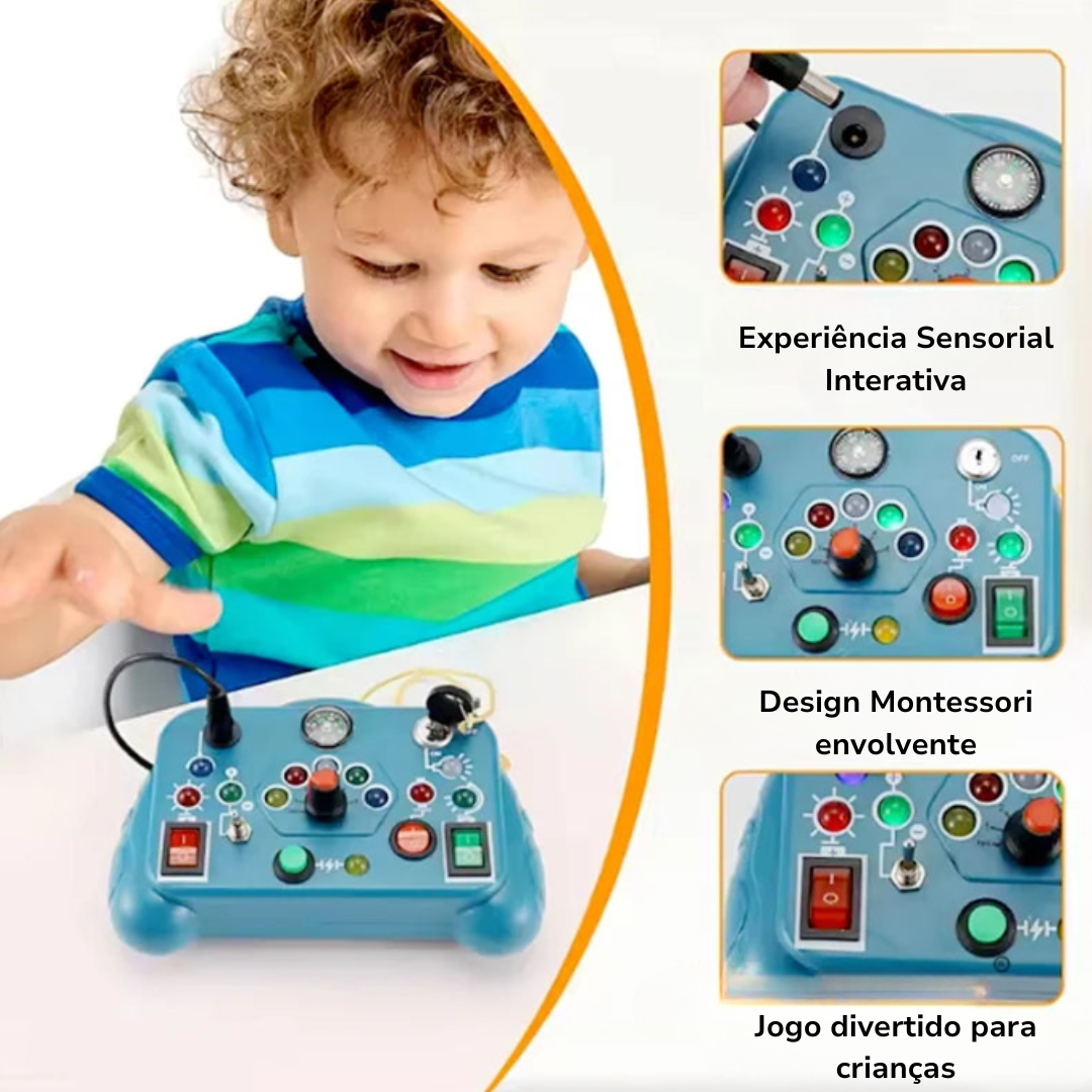 Luz & Movimento – Painel Sensorial Infantil com Interruptores e Luzes para Aprender Brincando