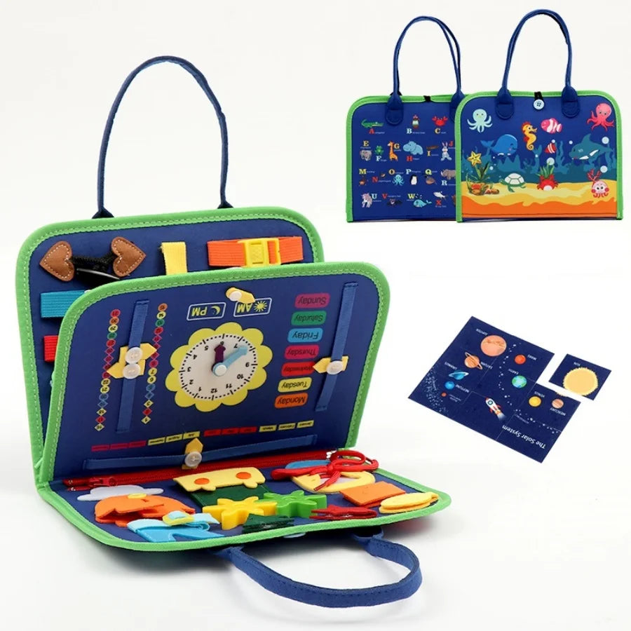 Busy Board Montessori Sensorial — Brinquedo Educativo para Habilidades Motoras Finas