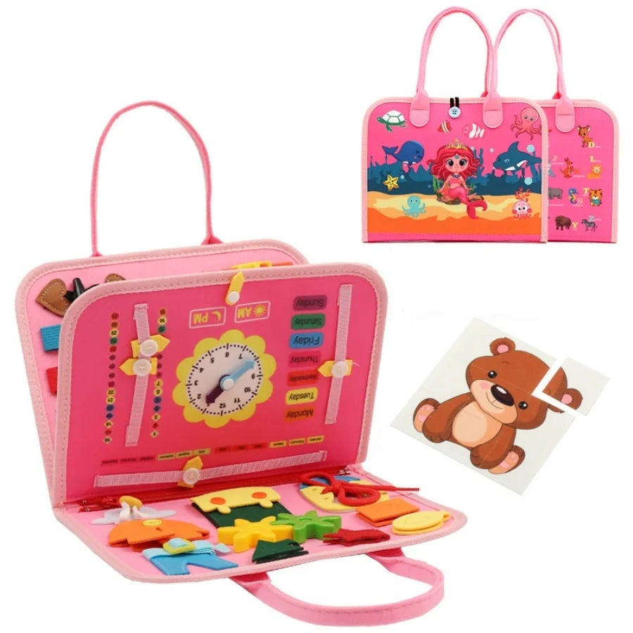 Busy Board Montessori Sensorial — Brinquedo Educativo para Habilidades Motoras Finas