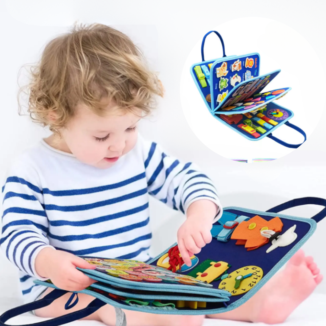 Busy Board Montessori Sensorial — Brinquedo Educativo para Habilidades Motoras Finas