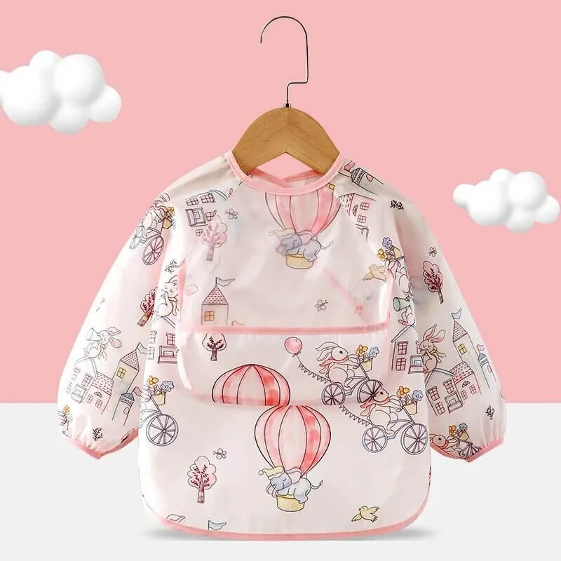 Blusa Babador Impermeável para Bebê com Bolso – Alimentação Sem Sujeira