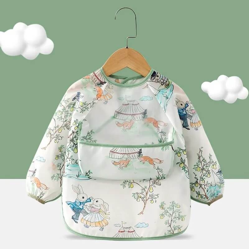 Blusa Babador Impermeável para Bebê com Bolso – Alimentação Sem Sujeira