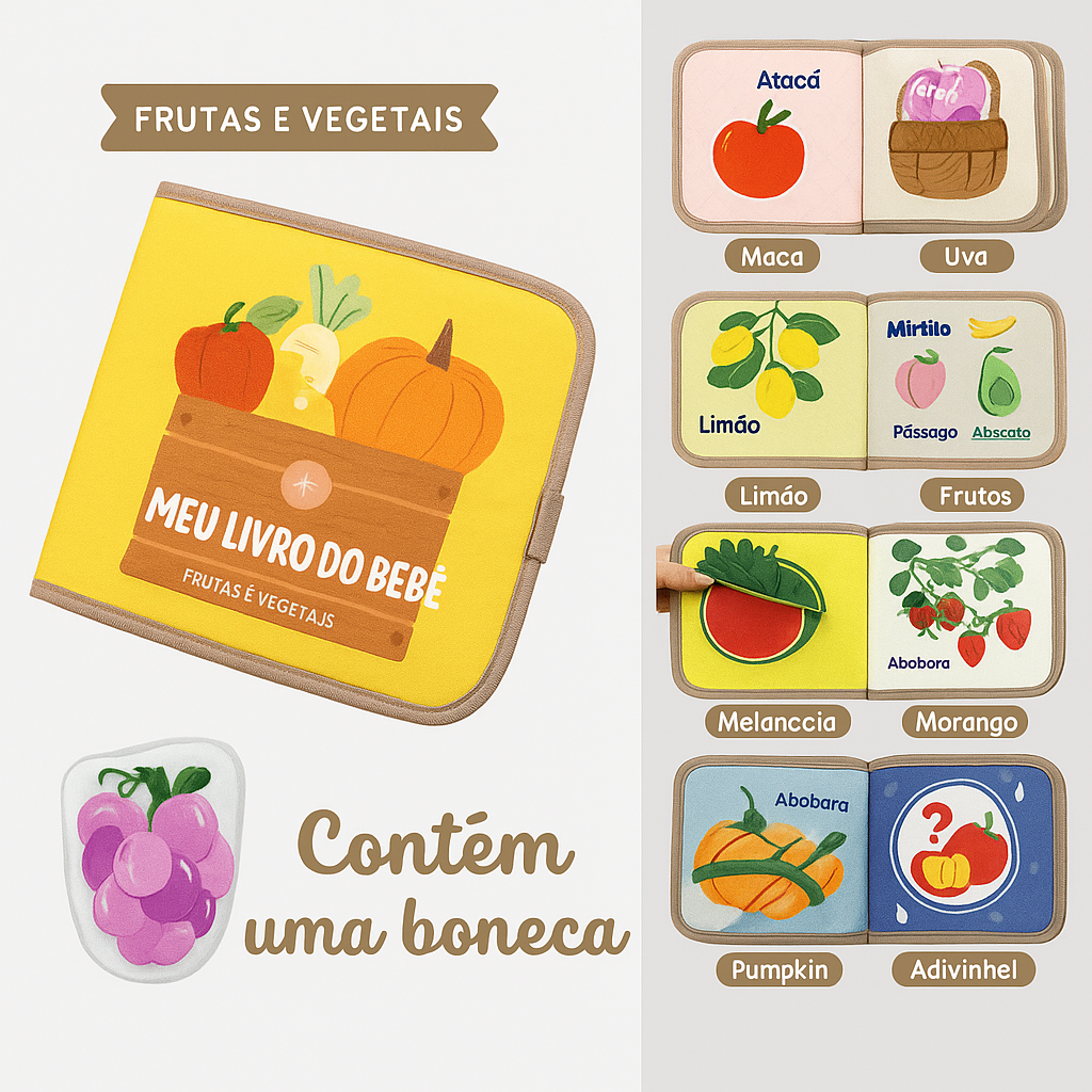 ZooMimos – Livro Sensorial Silencioso de Tecido com Animais Montessori para Bebês 6–12 meses
