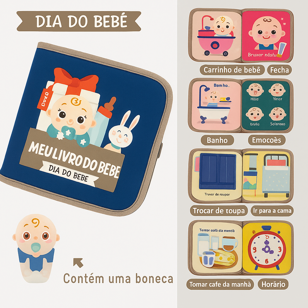 ZooMimos – Livro Sensorial Silencioso de Tecido com Animais Montessori para Bebês 6–12 meses