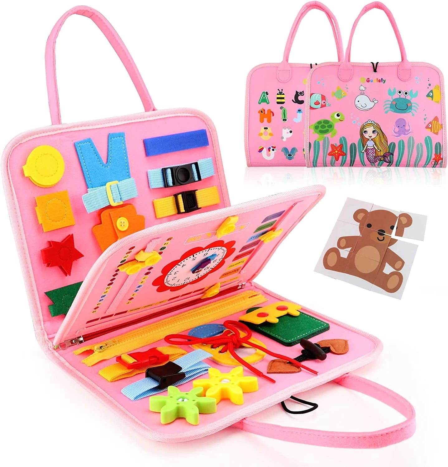 Mãozinhas Ativas – Placa Montessori de Atividades Sensoriais para Desenvolvimento Motor Infantil