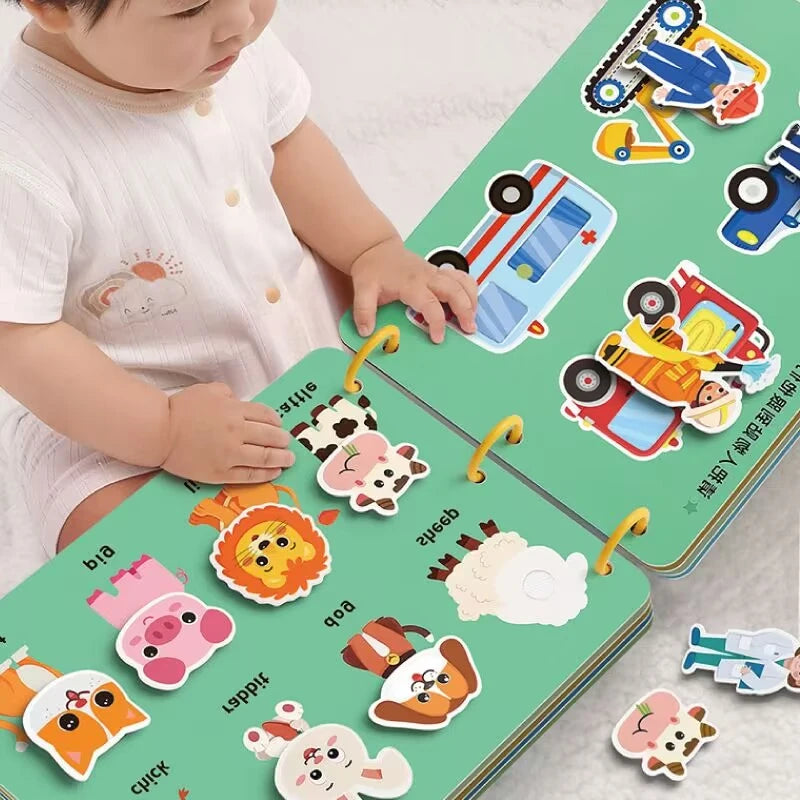 Livro Educativo Montessori "Descobertas Divertidas" – Animais, Números e Quebra-Cabeças para Crianças de 1 a 3 Anos