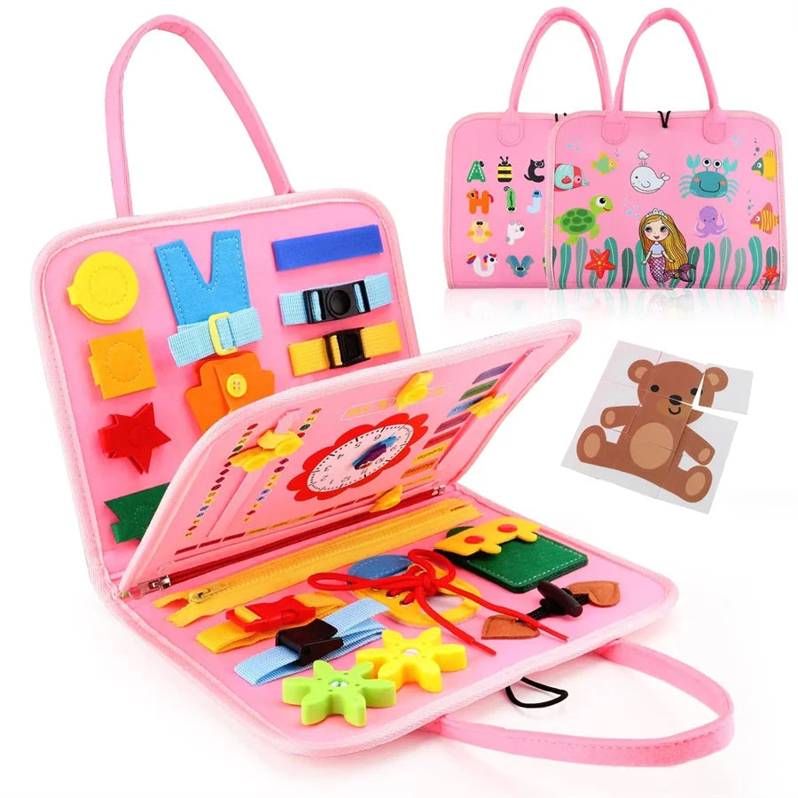  Busy Board Montessori Sensorial — Brinquedo Educativo para Habilidades Motoras Finas