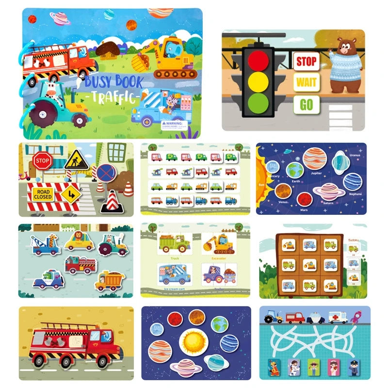 Livro Educativo Montessori "Descobertas Divertidas" – Animais, Números e Quebra-Cabeças para Crianças de 1 a 3 Anos