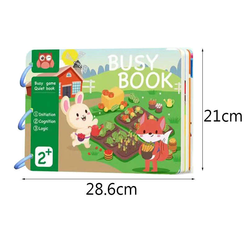 Livro Educativo Montessori "Descobertas Divertidas" – Animais, Números e Quebra-Cabeças para Crianças de 1 a 3 Anos
