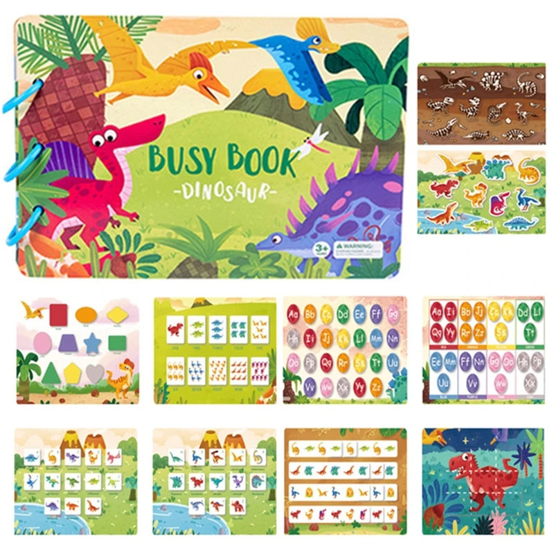 Livro Educativo Montessori "Descobertas Divertidas" – Animais, Números e Quebra-Cabeças para Crianças de 1 a 3 Anos