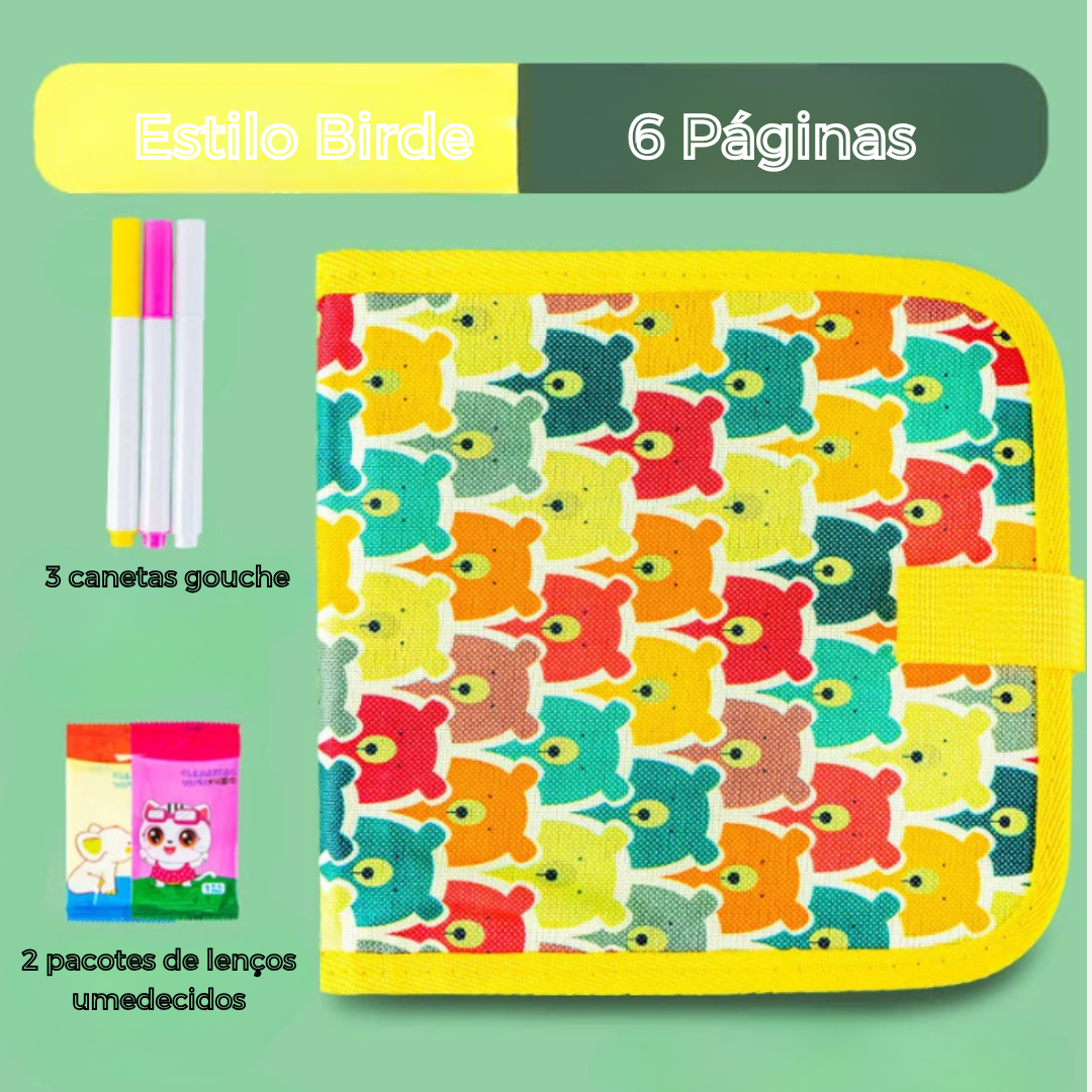 Livro de Desenho Apagável Infantil – Kit com 12 Canetas Coloridas, Jogo Educativo Reutilizável para Viagem e Diversão Criativa