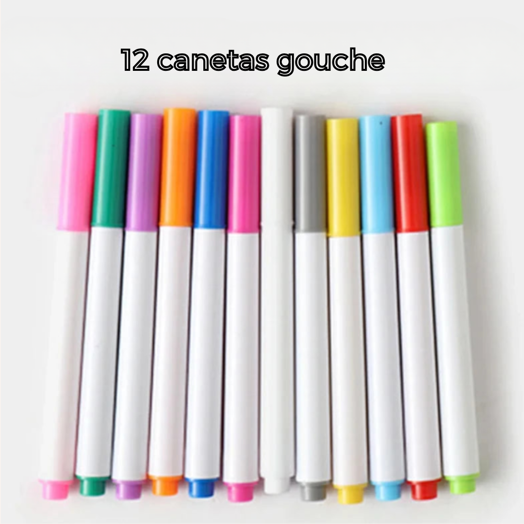 Livro de Desenho Apagável Infantil – Kit com 12 Canetas Coloridas, Jogo Educativo Reutilizável para Viagem e Diversão Criativa