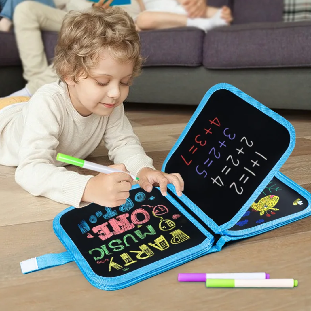 Livro de Desenho Apagável Infantil – Kit com 12 Canetas Coloridas, Jogo Educativo Reutilizável para Viagem e Diversão Criativa