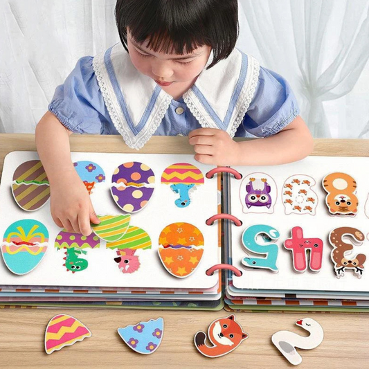 Livro Educativo Montessori "Descobertas Divertidas" – Animais, Números e Quebra-Cabeças para Crianças de 1 a 3 Anos