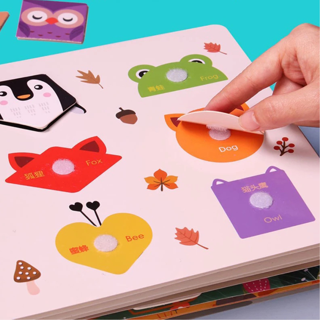 Livro Educativo Montessori "Descobertas Divertidas" – Animais, Números e Quebra-Cabeças para Crianças de 1 a 3 Anos