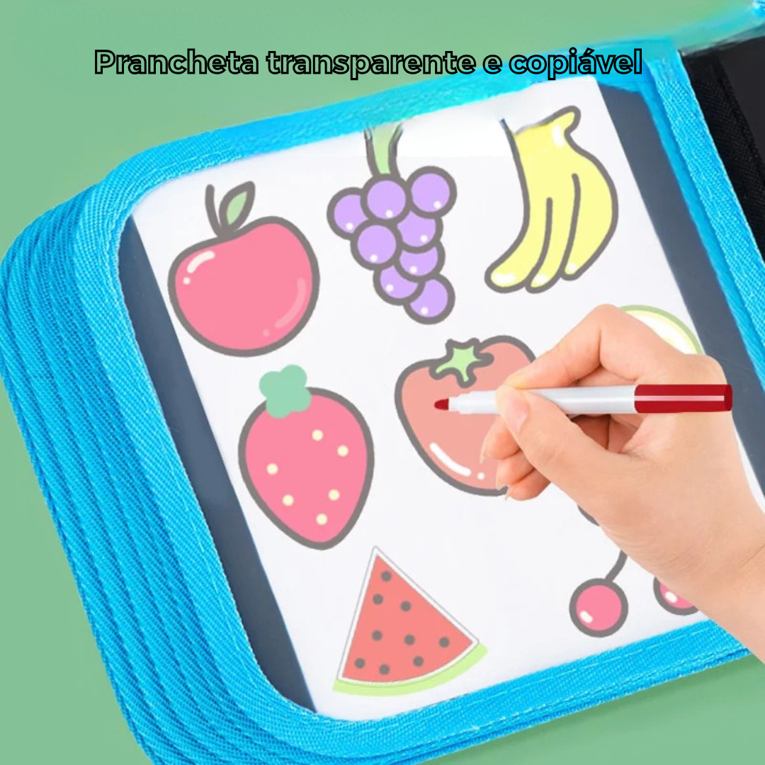 Livro de Desenho Apagável Infantil – Kit com 12 Canetas Coloridas, Jogo Educativo Reutilizável para Viagem e Diversão Criativa
